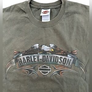 Harley Davidson Y2K Sleeveless Olive Green Men’s Shirt Size XL Evansville Indian